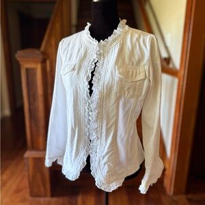 White Ruffled Denim Jacket